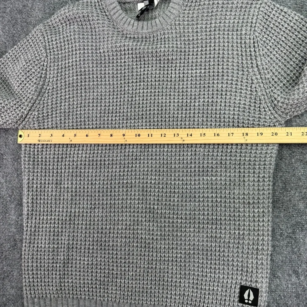 Bearded Goat Sweater Mens Small Grey Odis Boatyard Waffle Knit Merino Wool Blend